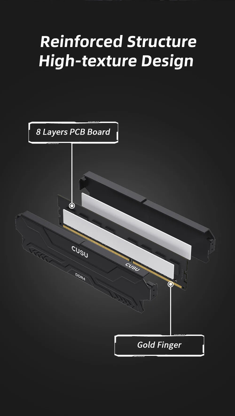 RAM CUSU DDR4 (16GB) 8GB * 2RGB BUREAU 3200 MHZ